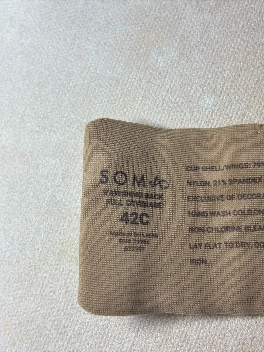 Soma Vanishing Back Full Coverage Bra, 42C